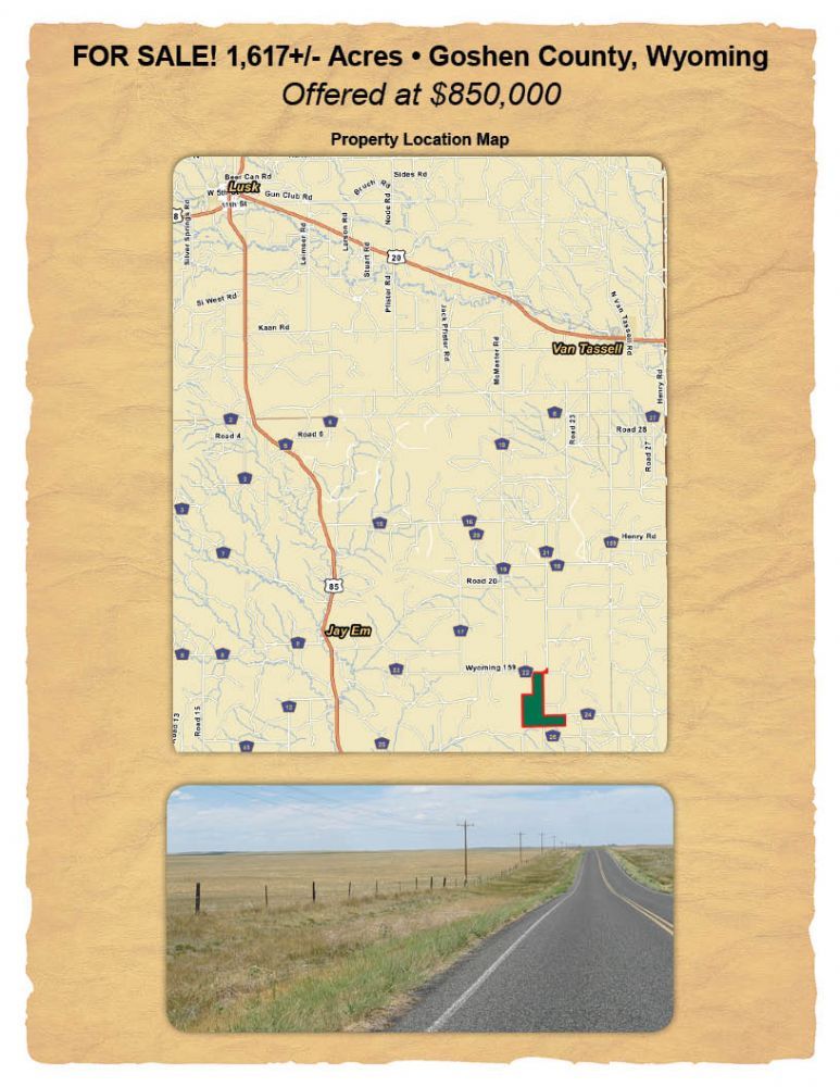 1,617 acres in Goshen County, Wyoming