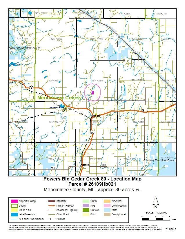 80 acres in Menominee County, Michigan