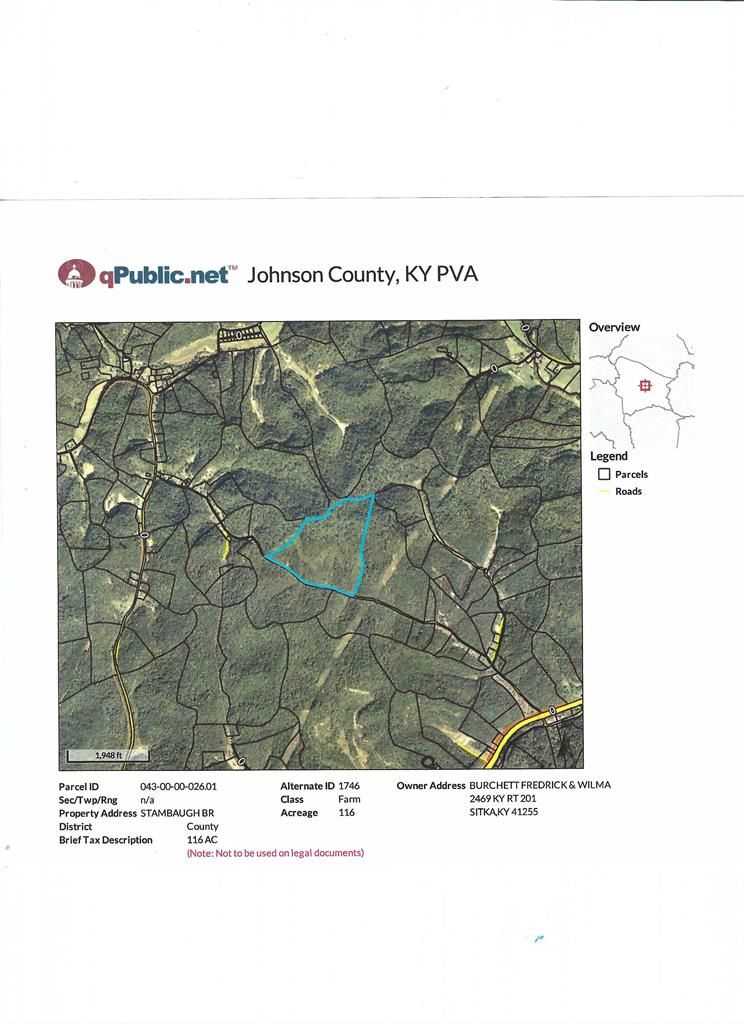 116 acres in Johnson County, Kentucky